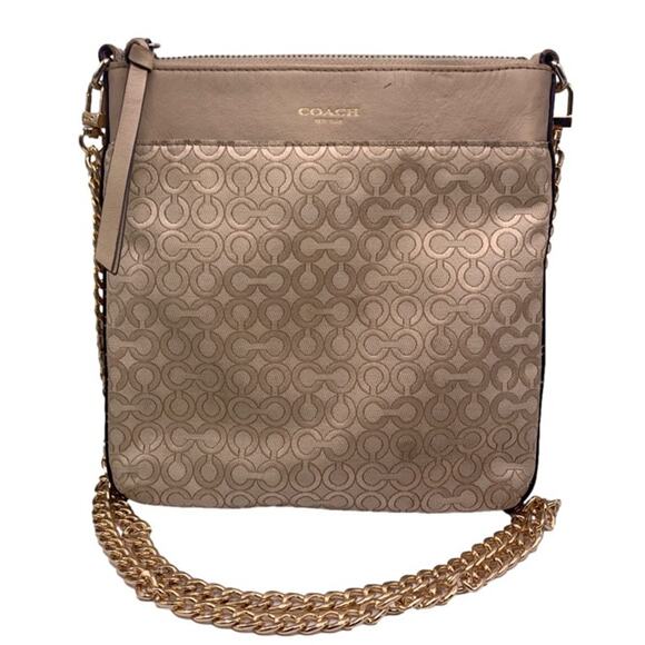 COACH Signature Canvas Crossbody with Chain Crossbody Strap - Picture 1 of 6
